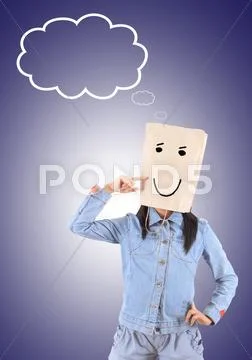 Image of young woman thinking of his plans . Stock Illustration