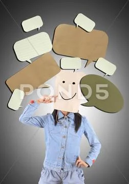 Image of young woman thinking of his plans . Stock Illustration