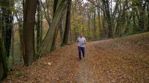 Image of your man running on public park, Zagreb, Croatia. 스톡 동영상 102532509