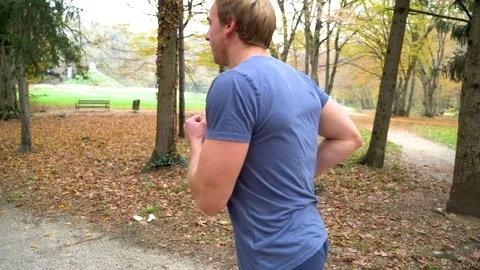 Image of your man running on public park, Zagreb, Croatia. 스톡 동영상 102533027