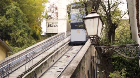 Image of the Zagreb Funicular working during the day, Croatia. Video stock 145966738