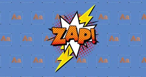 Image of zap text over retro vibrant pattern background Stock Illustration