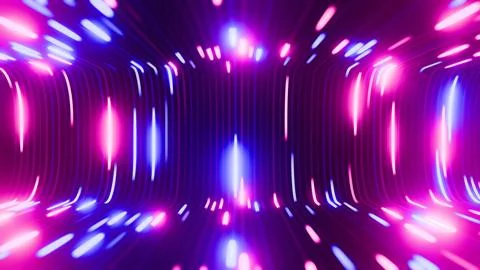 Imagery of dynamic 3D neon lights in futuristic tunnel creates a vibrant Иллюстрация