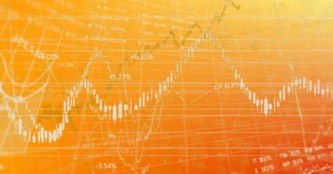 Images of financial data processing layered over each other Stock Illustration