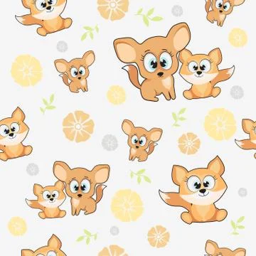 Images with a Fox. Seamless vector drawing for printing on clothing and fabri Stock Illustration