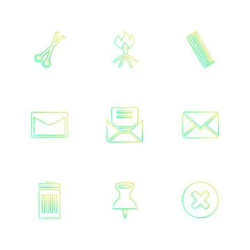 Images , printer , messages , pin , eps icons set vector 스톡 일러스트