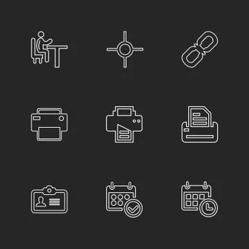 Images , printer , messages , pin , eps icons set vector Stock Illustration
