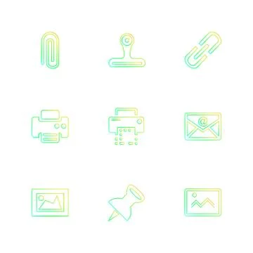Images , printer , messages , pin , eps icons set vector 스톡 일러스트