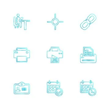 Images , printer , messages , pin , eps icons set vector Stockillustratie