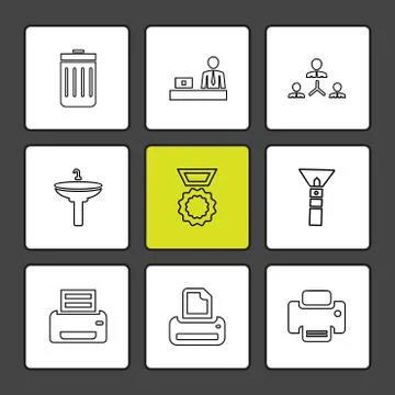 Images , printer , messages , pin , eps icons set vector Illustrazione stock
