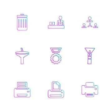 Images , printer , messages , pin , eps icons set vector Illustrazione stock