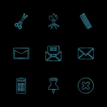Images , printer , messages , pin , eps icons set vector Illustrazione stock