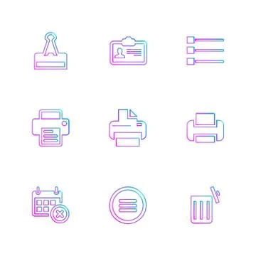 Images , printer , messages , pin , eps icons set vector 스톡 일러스트