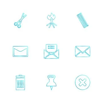 Images , printer , messages , pin , eps icons set vector Stock Illustration