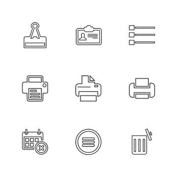 Images , printer , messages , pin , eps icons set vector 库存插图
