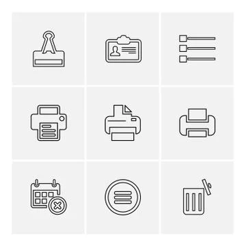 Images , printer , messages , pin , eps icons set vector Stock Illustration