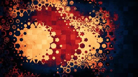 Images in which dots and patterns are intertwined like mosaic paintings Stock Illustration