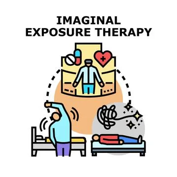 Imaginal exposure therapy process for stress treatment concept Stock Illustration