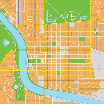 Imaginary City Vector Map Stock Illustration