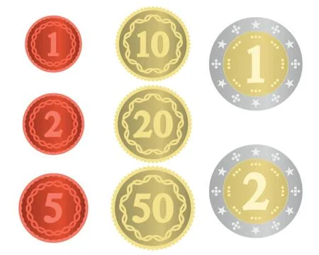 Imaginary collection of coins Stock Illustration
