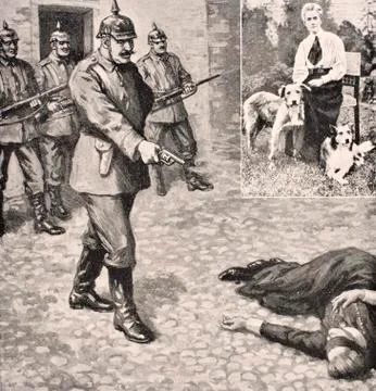 Imaginary Drawing Of Execution Of Edith Louisa Cavell 1865 To 1915 British Nu Foto stock