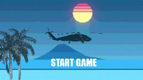 An imaginary helicopter game 8 bit | Stock Video | Pond5