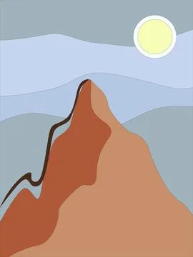 Imaginary mountain top during the daytime vector Stock Illustration