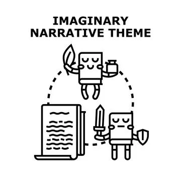 Imaginary narrative theme creating new stories adventures Illustrazione stock