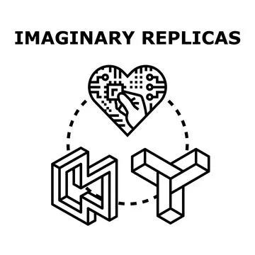 Imaginary replicas creating artificial intelligence concept Stock Illustration