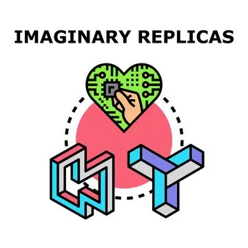 Imaginary replicas creating artificial intelligence concept Stock Illustration