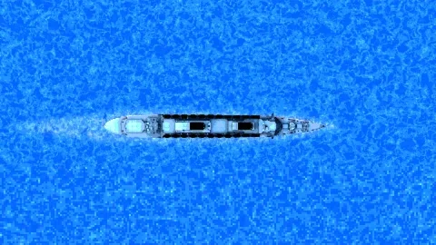 An imaginary ship 8 bit. 3d animation Stock Footage 170259890