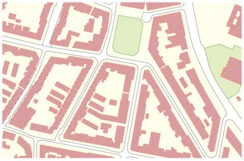 Imaginary vector cadastral map with buildings and streets Ilustración de archivo