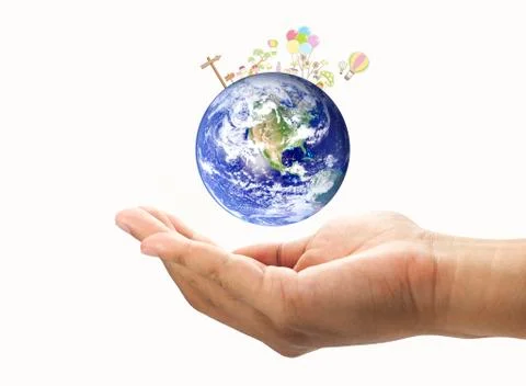 Imaginary world in your hand Stock Illustration