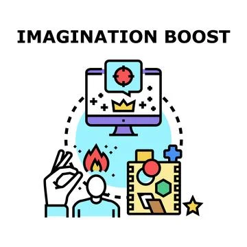 Imagination boost concept for creative thinking workflow Stock Illustration