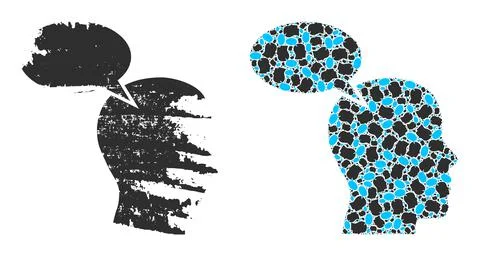 Imagination Cloud Icon Recursion Mosaic and Grunge Textured Icon Stock Illustration