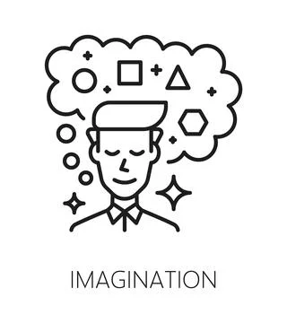 Imagination cognitive ability line icon or emblem 스톡 일러스트