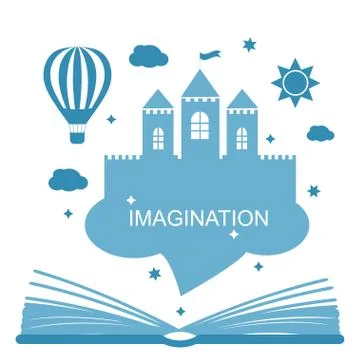 Imagination concept - open book Stock Illustration