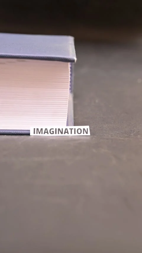 Imagination Concept on Paper Bookmark Between Books Creative Thinking Stock Footage 338345256