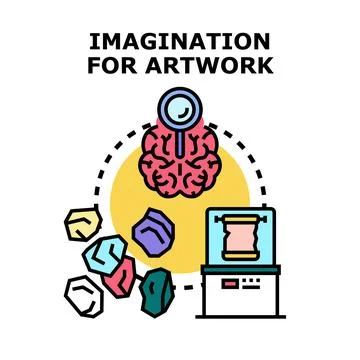 Imagination creating artwork with creative ideas concept Stock Illustration