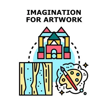 Imagination creating artwork with creative ideas and design Stock Illustration