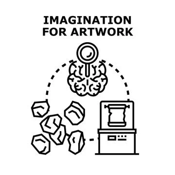 Imagination creating artwork with creative ideas concept Stock Illustration