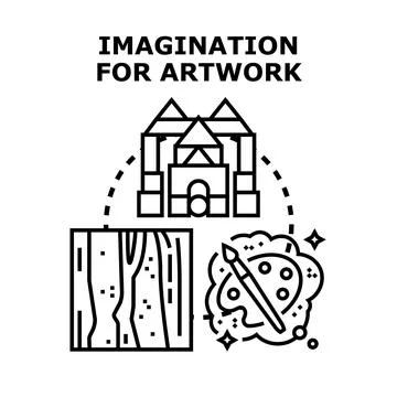 Imagination creating artwork with creative ideas and design Stock Illustration