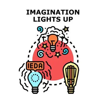 Imagination creating innovative ideas and creative solutions Stock Illustration