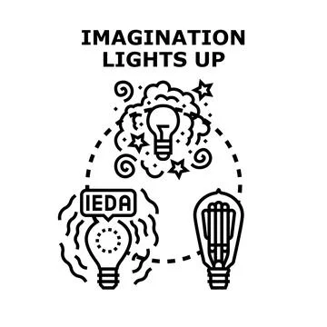 Imagination creating innovative ideas and creative solutions Stock Illustration