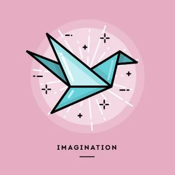 Imagination, flat design thin line banner Stock Illustration