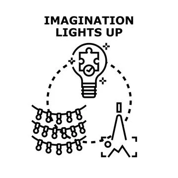 Imagination lighting up creative ideas and solutions Stockillustratie
