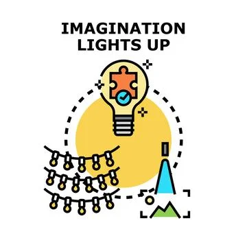 Imagination lighting up creative ideas and solutions Stock Illustration