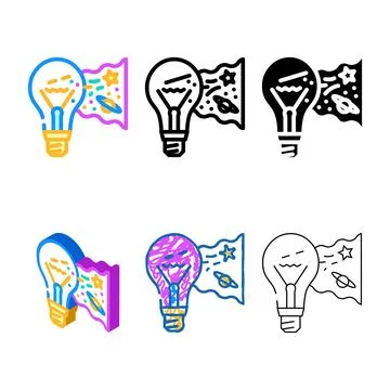 Imagination pack light bulb color icon vector Stock Illustration