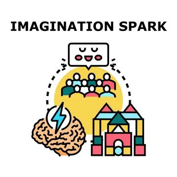 Imagination spark idea generating creativity concept Illustrazione stock