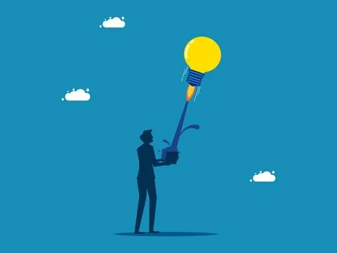Imagination in thinking about work, enhancing knowledge. Businessman launch.. 스톡 일러스트